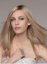 Eleganti capelli umani senza frangia Parrucche lunghe 18 "in monofilamento
