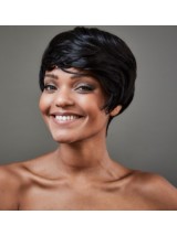 Parrucche Corte Di Capelli Umani Senza Cappuccio Diritte Afro-Capelli