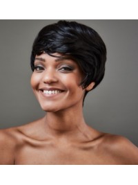 Parrucche Corte Di Capelli Umani Senza Cappuccio Diritte Afro-Capelli
