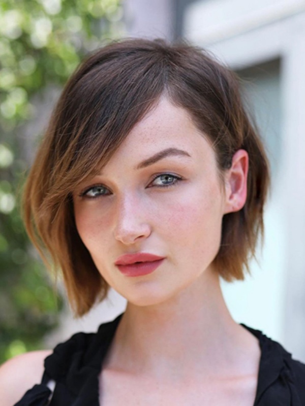 Parrucca Bobs Blonde Da 10" Con Pizzo Frontale In Capelli Umani