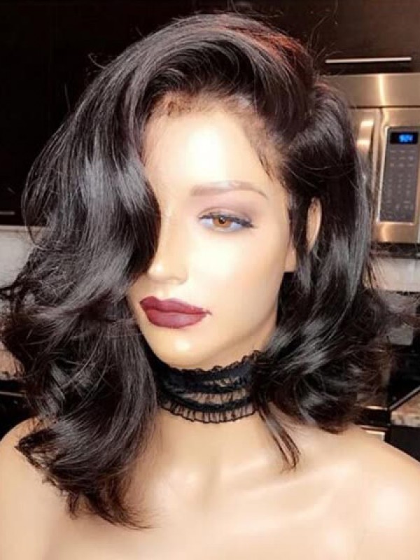Parrucca Di Capelli Umani Remy Indiani Di Media Lunghezza 360 Pizzo 100%.