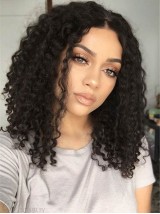 Parrucche Lunghe 16" Ricci Naturali Neri 360 Pizzo Di Remy Dei Capelli Umani