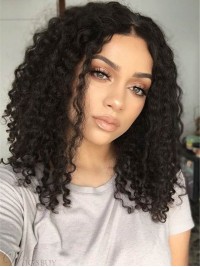 Parrucche Lunghe 16" Ricci Naturali Neri 360 Pizzo Di Remy Dei Capelli Umani
