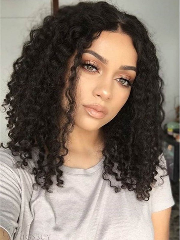 Parrucche Lunghe 16" Ricci Naturali Neri 360 Pizzo Di Remy Dei Capelli Umani
