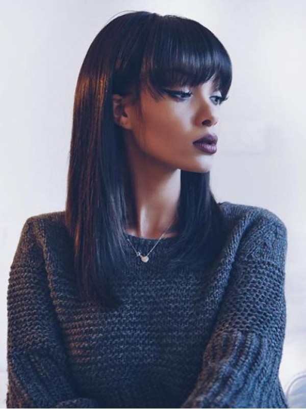 Parrucche Di Capelli Umani Di Remy Del Merletto Di 14" Lungo Rettilineo Nero Naturale 360