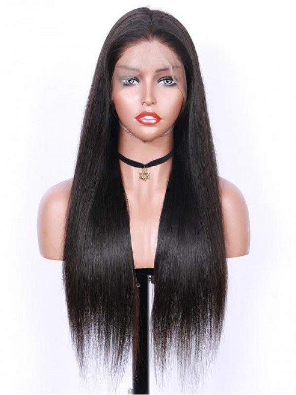 Parrucca Di Capelli Umani Di Remy Con Pizzo Frontale A 360° Lungo Rettilineo