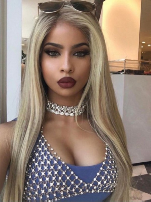 Parrucche Lunghe Diritte In Seta 360 Pizzo Remy Capelli Umani 22 Pollici
