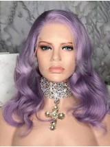 Parrucche Lunghe Viola Ondulate 360 Pizzo Di Capelli Umani Di Remy