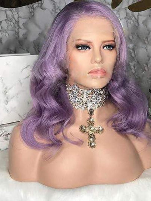 Parrucche Lunghe Viola Ondulate 360 Pizzo Di Capelli Umani Di Remy