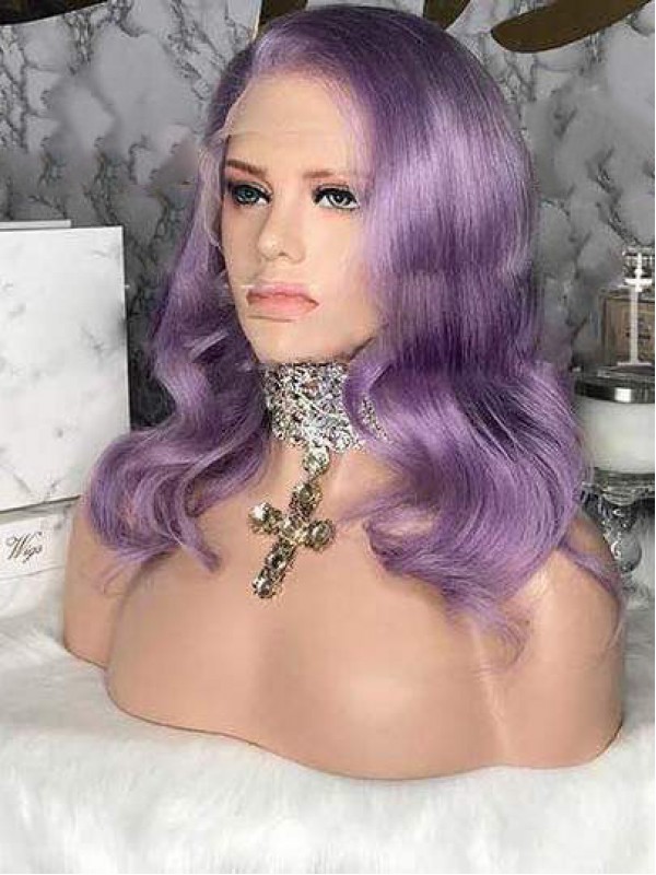 Parrucche Lunghe Viola Ondulate 360 Pizzo Di Capelli Umani Di Remy
