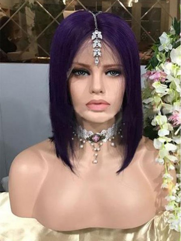 Parrucca Di Capelli Umani Di Remy In Pizzo A 360 Cm Viola Lungo Rettilineo