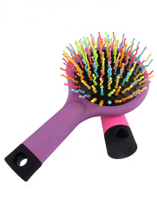 Rainbow Purple Brush Perm Wave Straight Pettine Di Bellezza Con Specchio
