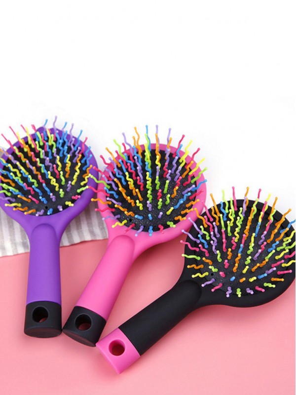 Rainbow Purple Brush Perm Wave Straight Pettine Di Bellezza Con Specchio