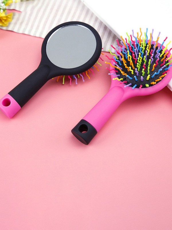 Rainbow Purple Brush Perm Wave Straight Pettine Di Bellezza Con Specchio
