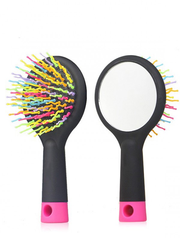 Rainbow Black Brush Perm Wave Straight Pettine Di Bellezza Con Specchio