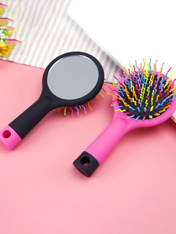 Spazzola Arcobaleno Perm Wave Straight Pettine Di Bellezza Con Specchio