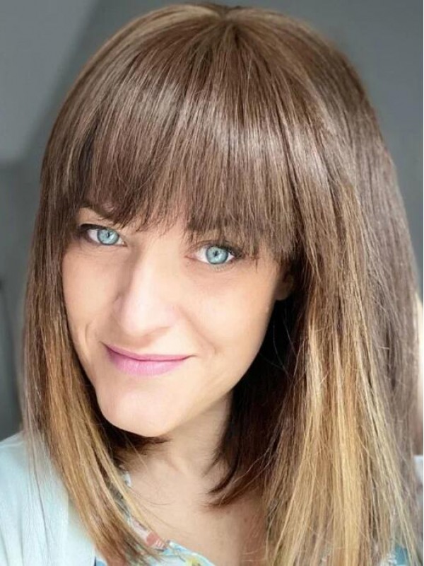 5 "* 2,75" Topper Per Capelli Umani Remy Mono Pieno Con Frangia