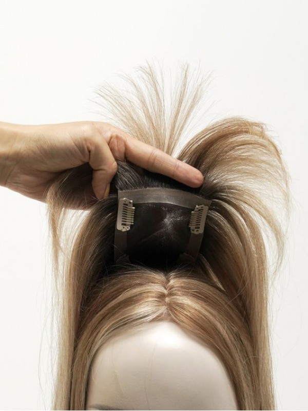5 "* 2,75" Topper Per Capelli Umani Remy Mono Pieno Con Frangia