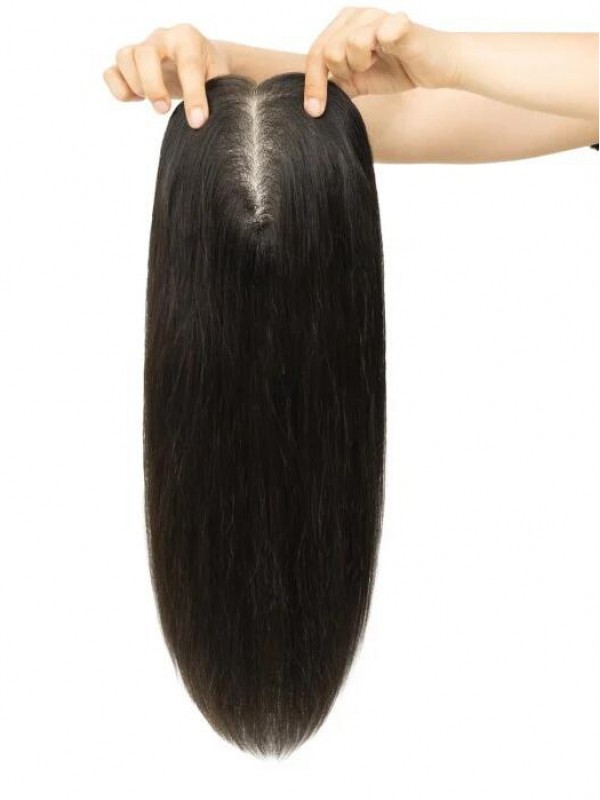 5 "* 2,75" Topper Per Capelli Umani Remy Mono Pieno Con Frangia