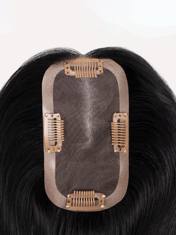 5 "* 2,75" Topper Per Capelli Umani Remy Mono Pieno Con Frangia