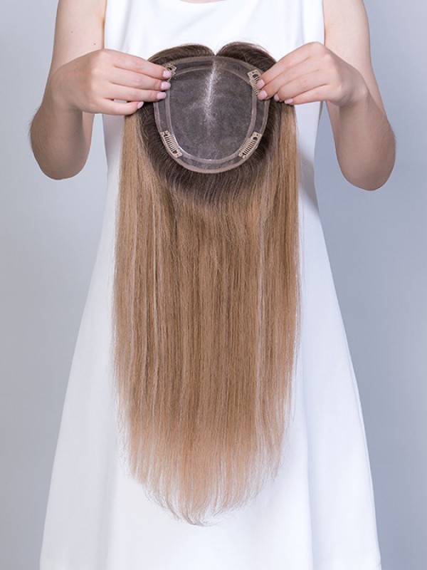 5 "* 6" Topper Per Capelli Umani Mono Remy Legato A Mano Piena 12 "