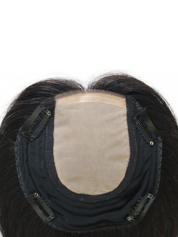 6 "* 6" Topper Per Capelli Umani Remy In Seta Con Frangia