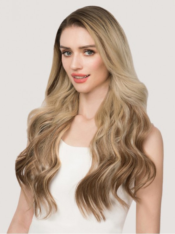 18 "140G 7 Pezzi Clip Invisibile Nelle Estensioni Dei Capelli Umani