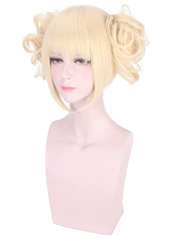 Parrucche Per Cosplay Senza Cappuccio Corte Bionde Con Frangetta E 2 Panini Staccabili Con Clip Da 10 Pollici