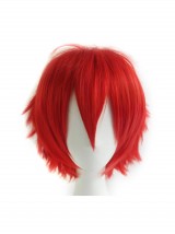 Parrucche Sintetiche Per Cosplay Corte Rosse A Strati Con Frangetta Da 10 Pollici