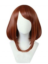 Parrucche Sintetiche Per Cosplay Senza Cappuccio Lunghe Marroni Corte E Dritte Con Frangia Laterale Da 16 Pollici