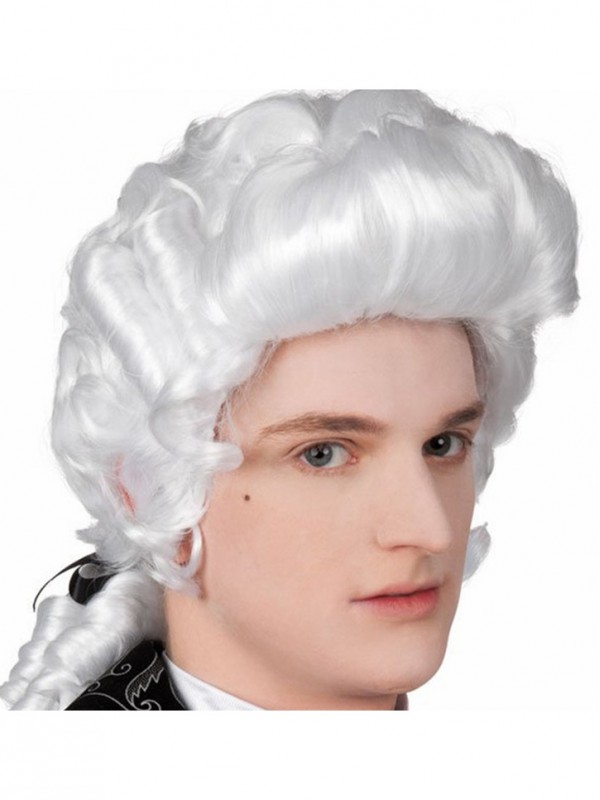 Parrucche Sintetiche Per Cosplay Senza Cappuccio Bianche E Argento Barocche Lunghe In Maschera Da 16 Pollici