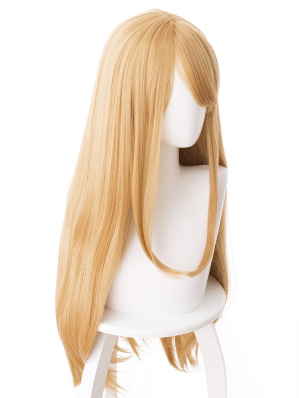Parrucche Sintetiche Cosplay Senza Cappuccio Per Anime Lunghe E Dritte Bionde Con Frangetta 42 Pollici