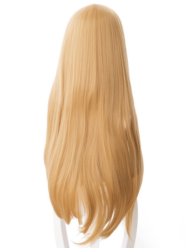 Parrucche Sintetiche Cosplay Senza Cappuccio Per Anime Lunghe E Dritte Bionde Con Frangetta 42 Pollici