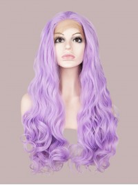 Parrucche Cosplay Senza Cappuccio Sintetiche A Onde Lunghe Color Lavanda Senza Frangetta 40 Pollici