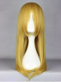 Parrucche Cosplay Senza Cappuccio Sintetiche Lunghe Bionde Dritte Con Frangetta 40 Pollici