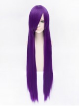 Parrucche Cosplay Senza Cappuccio Sintetiche Lunghe Diritte Viola Con Frangetta 46 Pollici