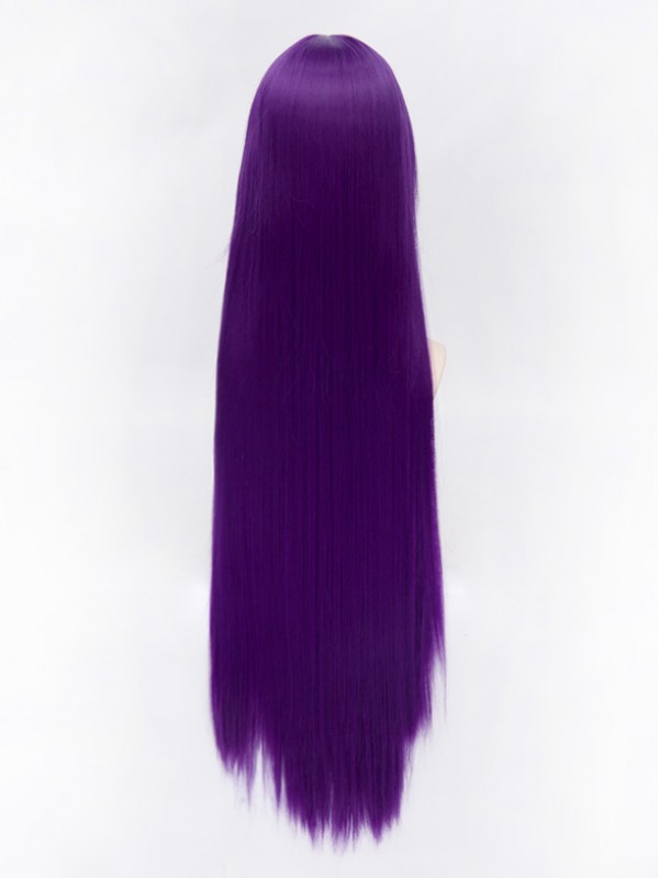 Parrucche Cosplay Senza Cappuccio Sintetiche Lunghe Diritte Viola Con Frangetta 46 Pollici