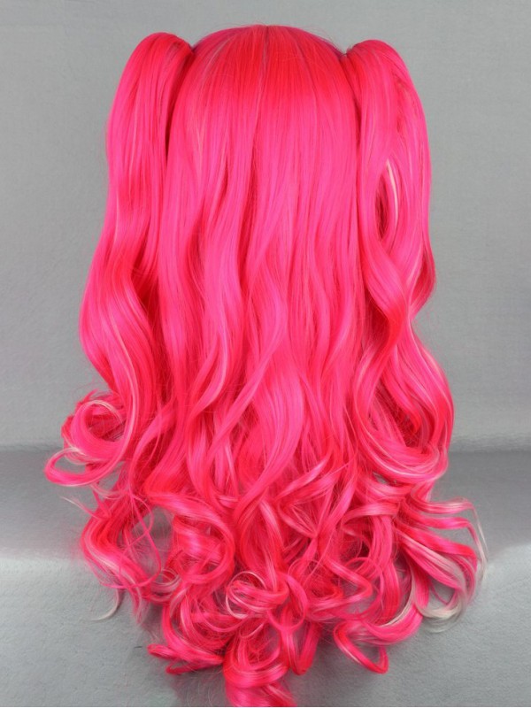 Parrucche Cosplay Senza Cappuccio Sintetiche Rosa Stile Lolita Giapponese Con Frangetta 28 Pollici
