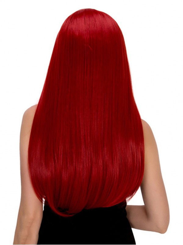 Parrucca Sintetica Per Capelli Sintetici Senza Cappuccio Per Cosplay Lungo Rettilineo Con Riga Centrale 24 Pollici