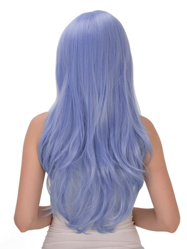 Parrucche Sintetiche Senza Cappuccio Per Cosplay Lunghe Ondulate Gialle Calde Con Frangetta 28 Pollici