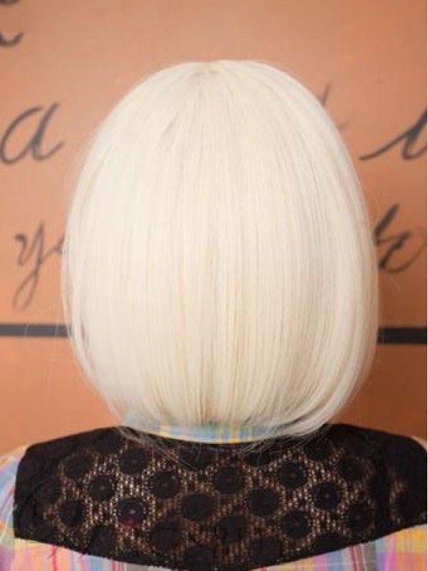 Parrucca Sintetica Corta Senza Cappuccio In Stile Bob Con Frangetta 10 Pollici