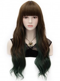 Parrucca Senza Cappuccio Ondulata Lunga Giapponese Harajuku Lolita Con Frangetta 24 Pollici