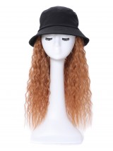 Parrucche Sintetiche Lunghe Ricci 24 Pollici Con Cappelli Neri