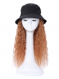 Parrucche Sintetiche Lunghe Ricci 24 Pollici Con Cappelli Neri