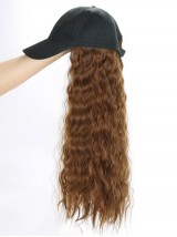 Parrucche Sintetiche Ondulate Lunghe 28 Pollici Con Cappello Da Baseball Da Donna
