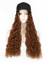 Parrucche Sintetiche Lunghe Ricci 26 Pollici Con Cappello Da Baseball Nero