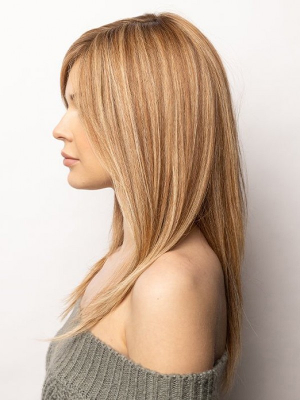 Parrucca Lunga Con Capelli Umani Remy A Strati Lisci Parrucche Legate A Mano
