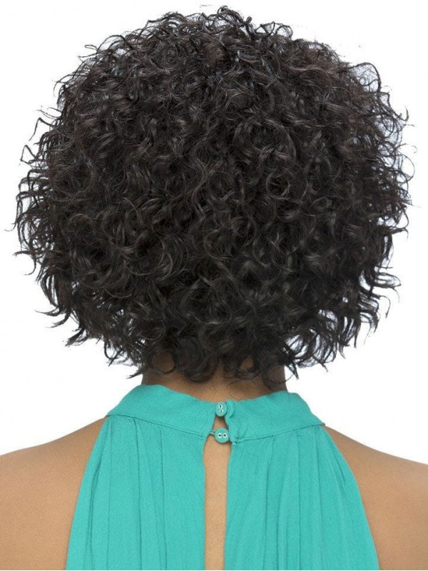 Parrucche Afro Di Capelli Umani Corti Ricci Senza Cappuccio