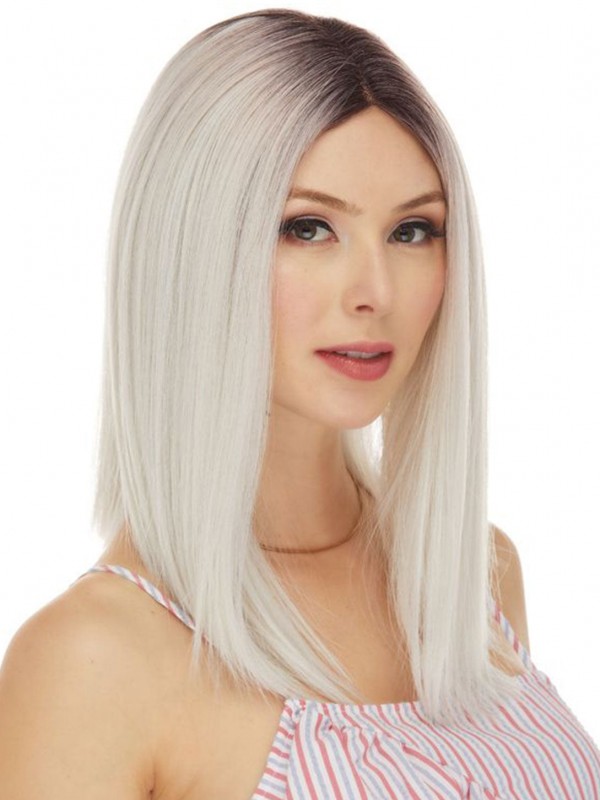 Parrucche Per Capelli Umani Remy Alla Moda Bob Parte Centrale Lunghezza Delle Spalle Capelli Liscia