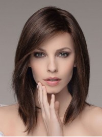 Parrucche In Monofilamento Per Capelli Color Cioccolato Chiaro Lunghi Fino Alle Spalle